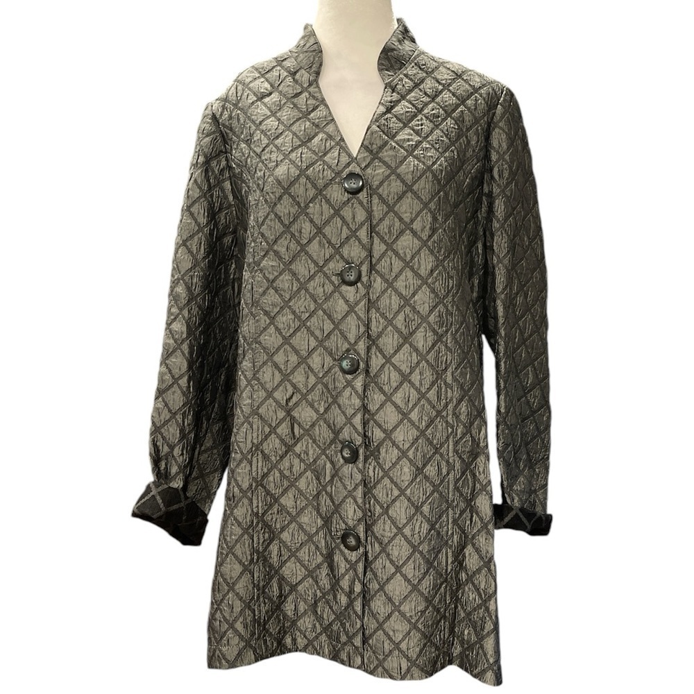 Coldwater Creek M grey lightweight button up pocketed jacket